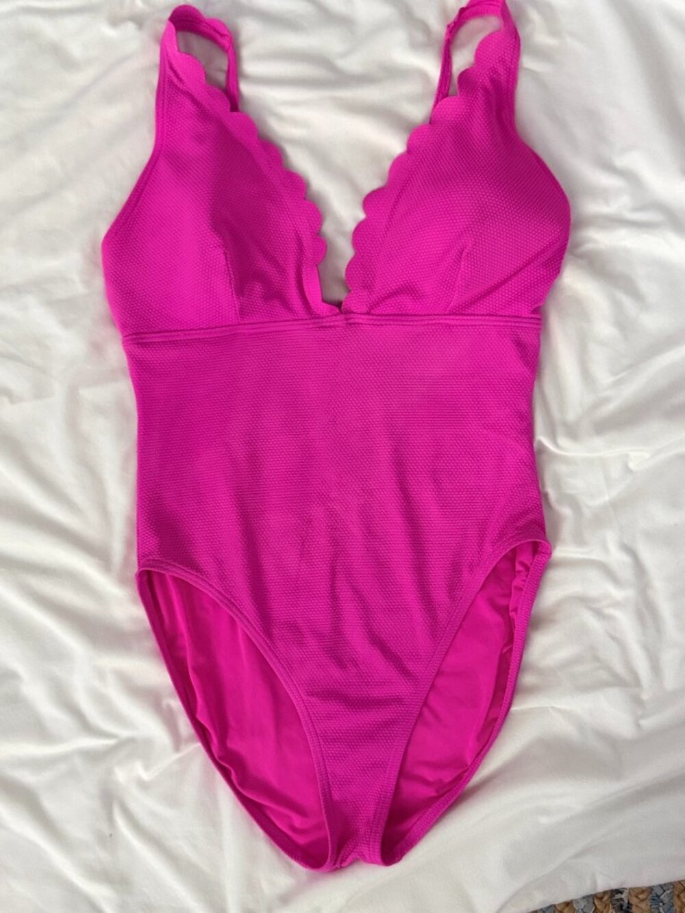 Kate Spade Hot Pink Scalloped One Piece XL